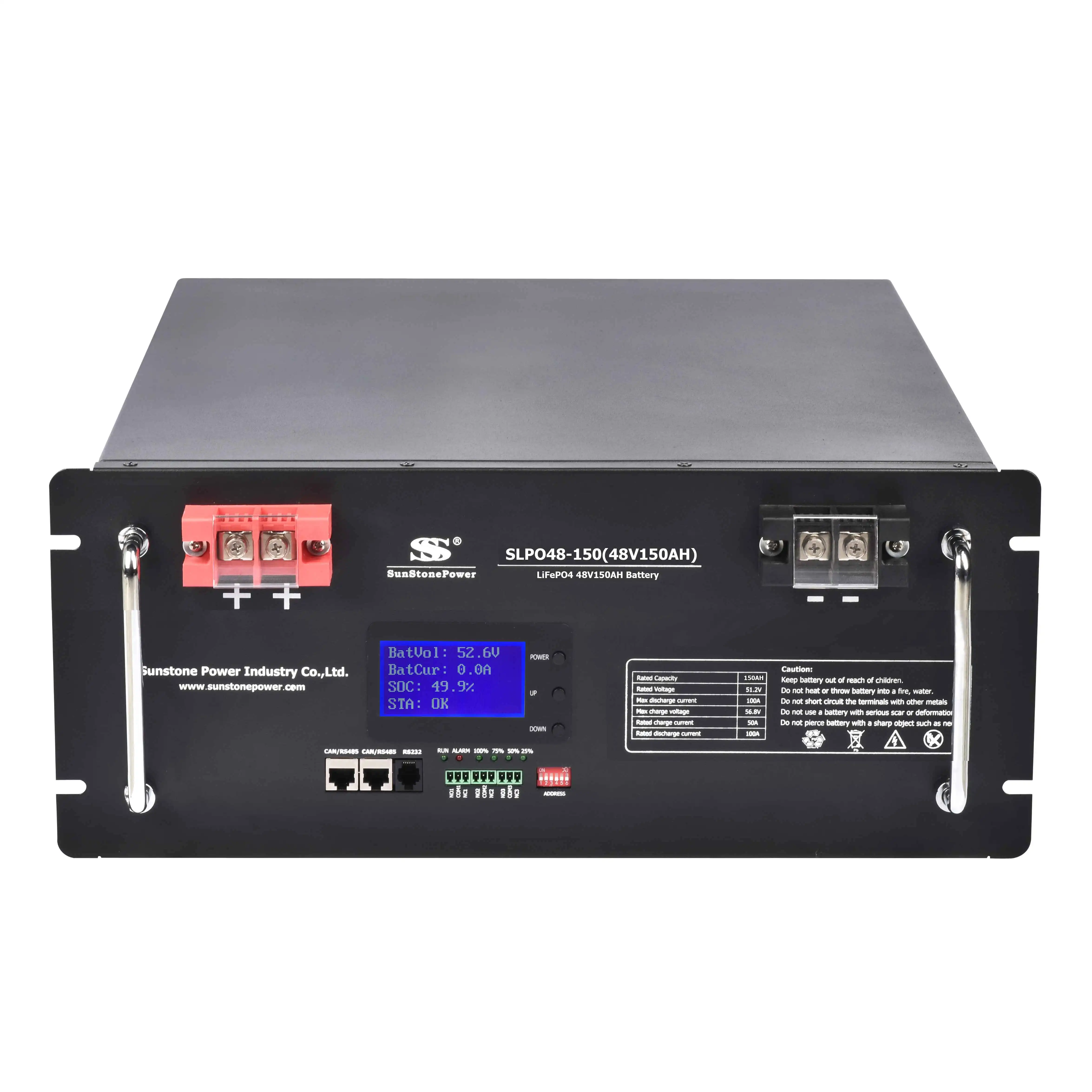 Sunstone Lithium ion LiFePO4 Battery 48V150Ah Manufacturer 4000Cycles Hybrid Solar Stackable Storage Lithium Battery