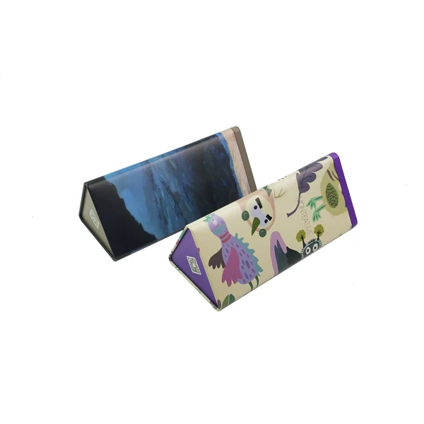 Printed triangle shape tin box gift chocolate bar tin packaging box tea tin box