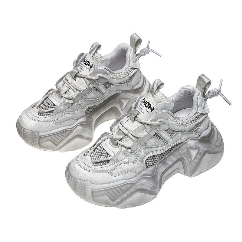 Women Sneakers Flat Platform Shoes Height Increasing Genuine Leather Fashion Casual Shoes Breathable Thick Bottom Ladies Shoes