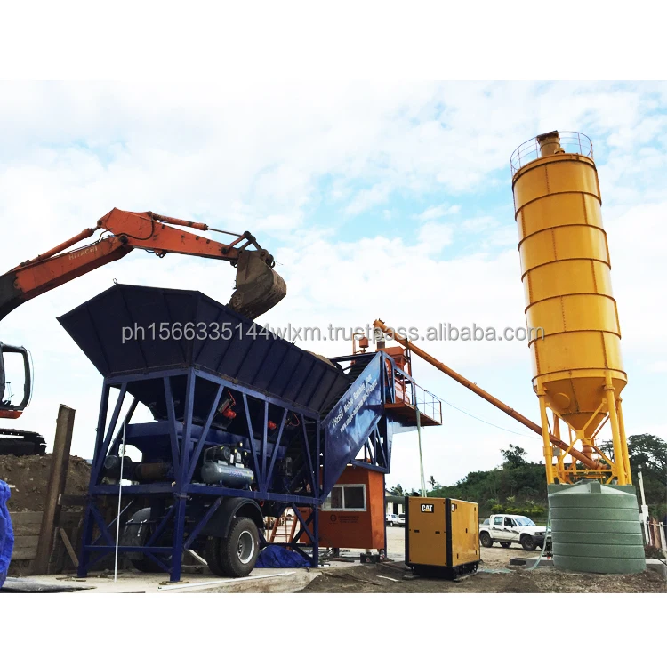 engineering & construction machinery Small mini ready HZS35 mobile concrete batching plant on sale