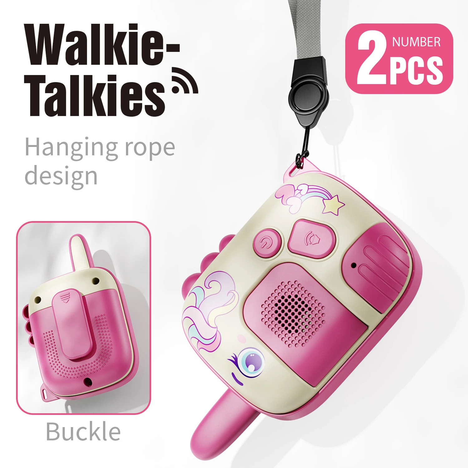 Children 2pcs 300 Meters Long Distance Cartoon Walkie Talkie Portable Radio Early Educational Kids Outdoor Playing Toy