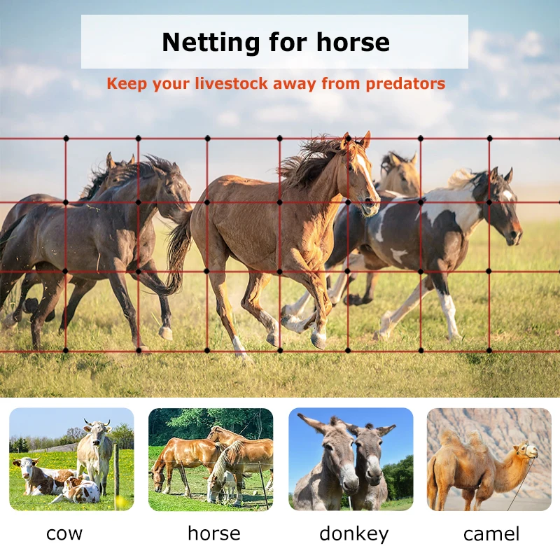 Customized Temporary wire electric net 90cm Electric Animal Fence cattle horse plastic Netting With Posts