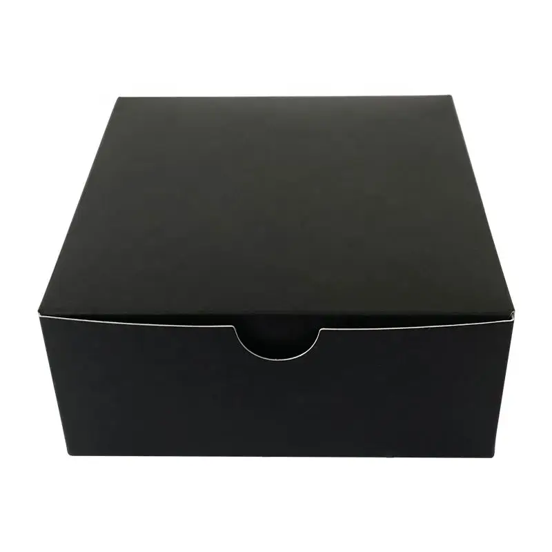 Black Printed Durable Cardboard Paper Folding Cake Boxes Food Grade Oilproof Takeaway Cake Box Flip Cover Size Custom Cake Box