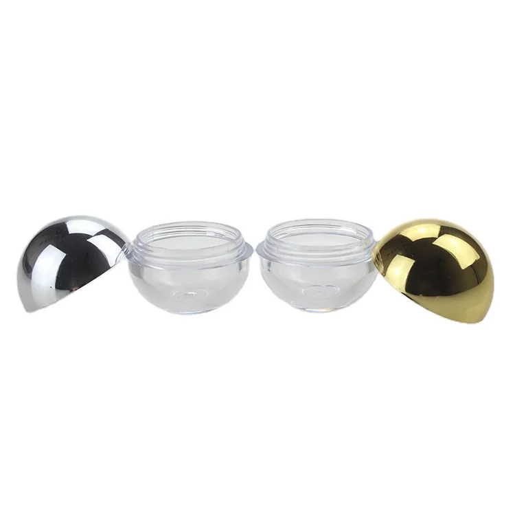 Empty Lip Balm Container 5g, Round ball shape sample cream container for tester with gold and silver lid
