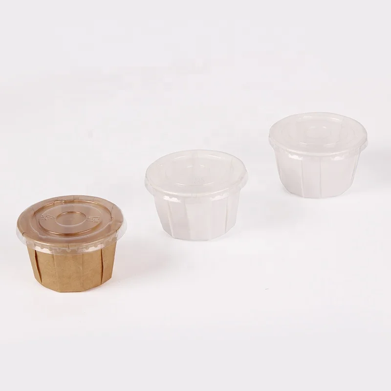 Compostable white kraft paper souffle 2oz portion cup for serving sauces, taste,samples, jello shots and dressings