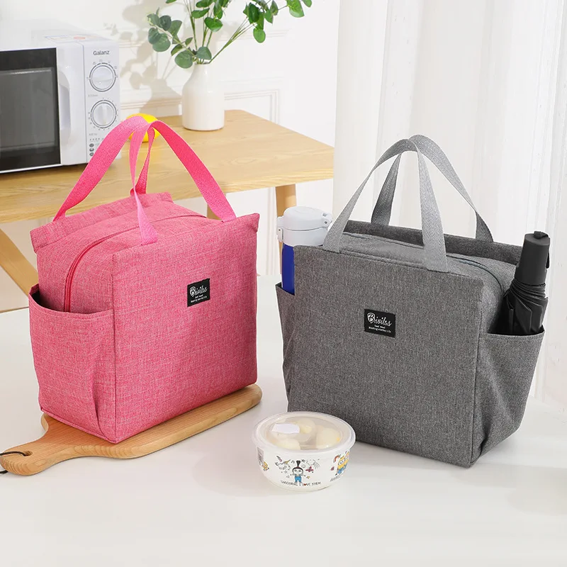 Double Pocket Insulated Bento Bag Aluminum Foil Thick Lunch Box Insulation Lunch Bags
