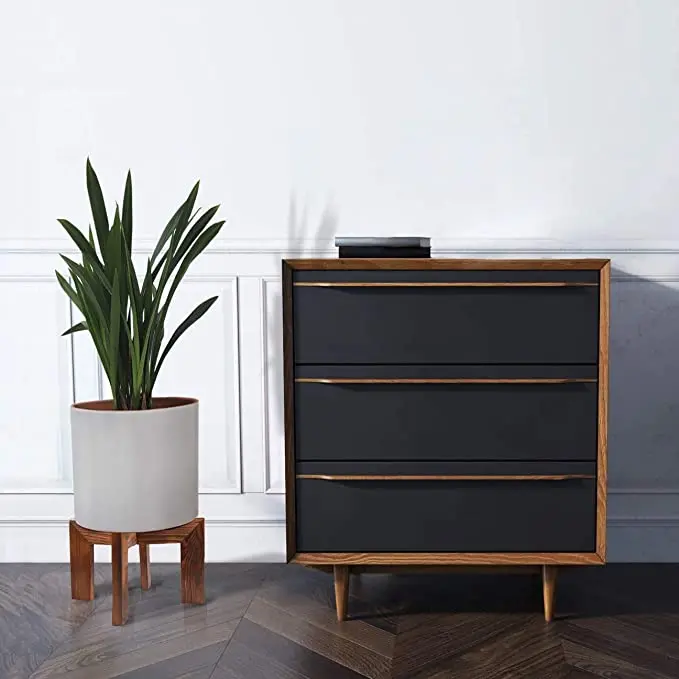 Fit 5-15 Inch Pot Rattan Flower Pot Stand Low Short Plant Stands Boho Rustic Wooden Stool for Plant Pot Holder Wood Plant Stand