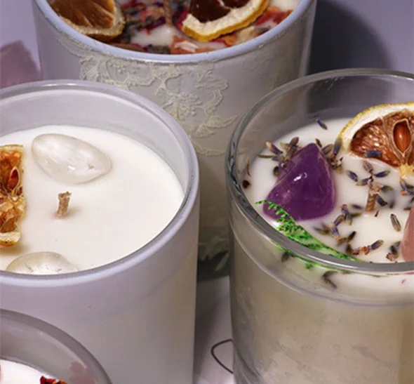 Wholesale Valentines Tag Mass Customization Home Decoration Natural Soy Wax  Wood Wick Scented Crystal Candle