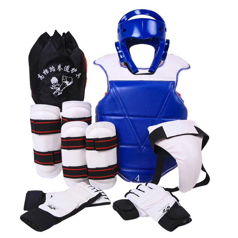 Taekwondo Uniform Seven-Piece Set Taekwondo Proteccion Actual Combat Taekwondo Chest Guard