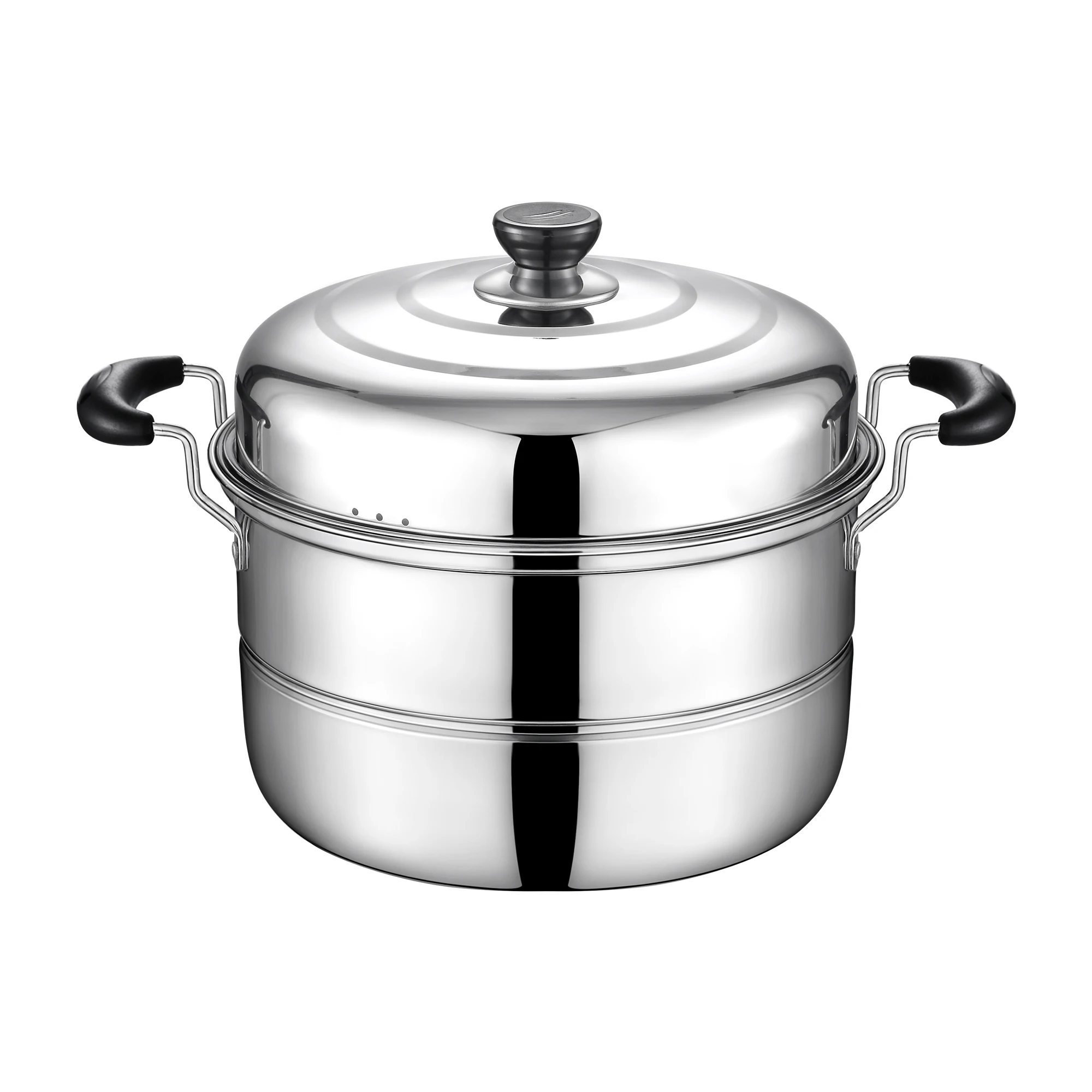 High-grade Single Double Bottom Steam  Cooking Soup Pot Multi-purpose Food Stainless Steel Steamer Pot With Steel Lid