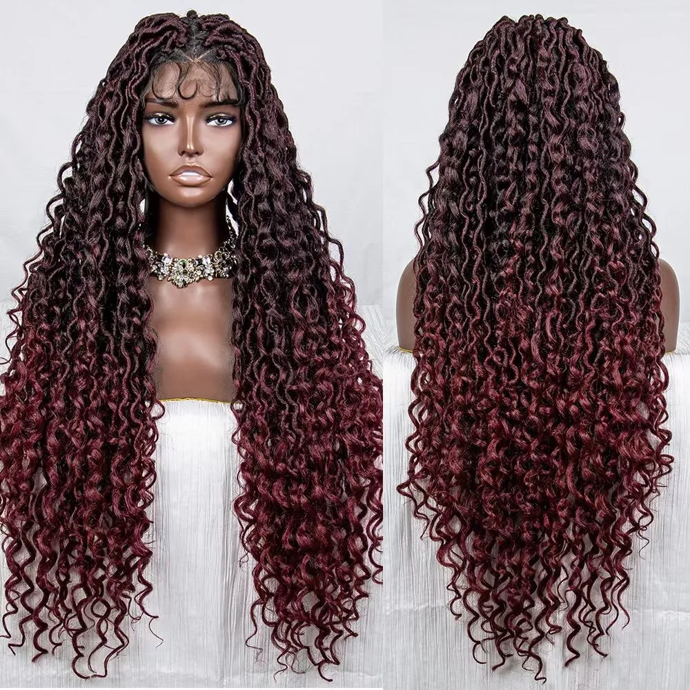 River Locs Lace Front Braided Wigs Synthetic Hair Wigs Soft long goddess locs hair Glueless lace closure wigs