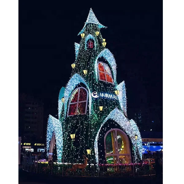 Creative Large Lighted Christmas House Tree for Square/Plaza Decoration