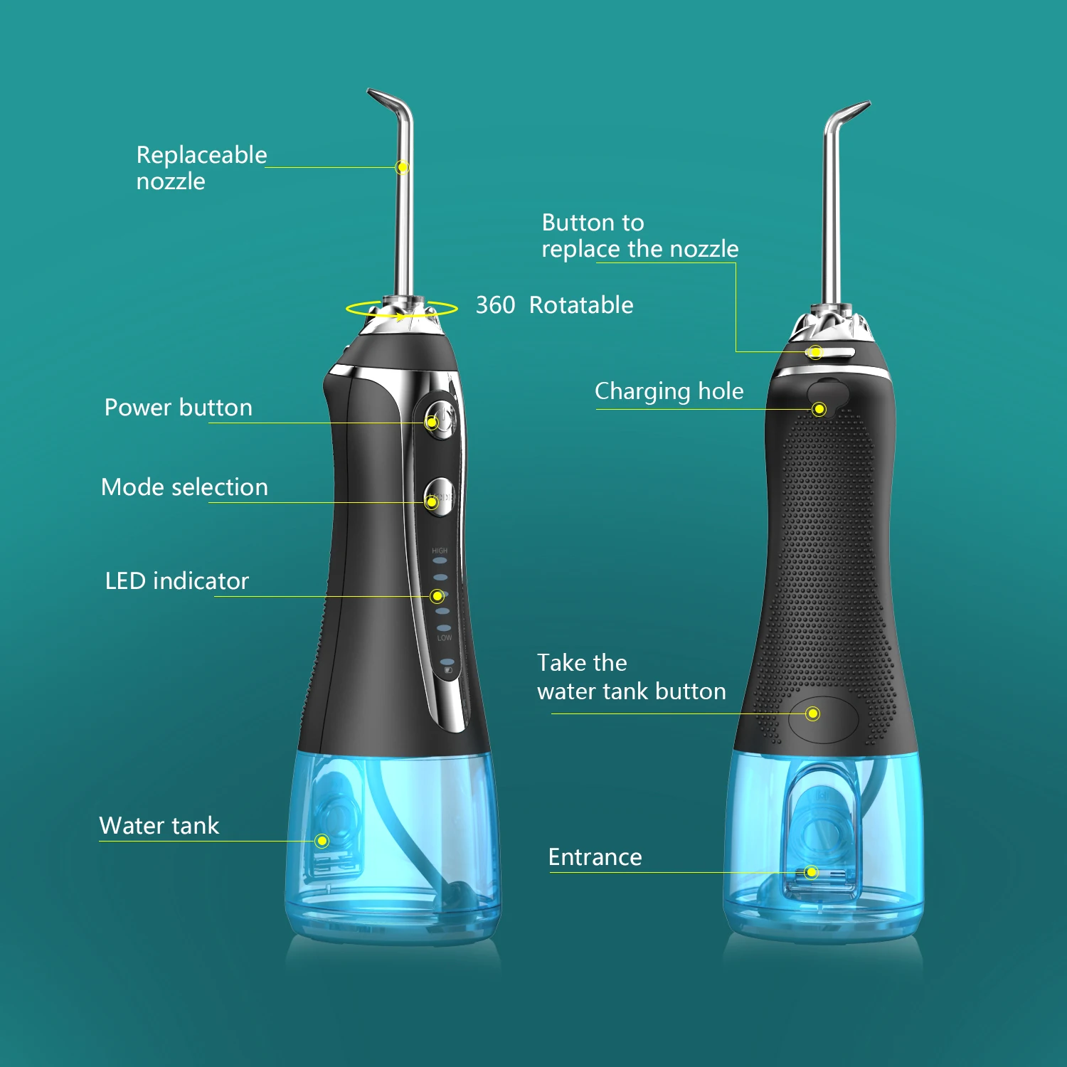 h2ofloss dental water flosser electric dental oral irrigator  dental teeth flosser water jet cordless