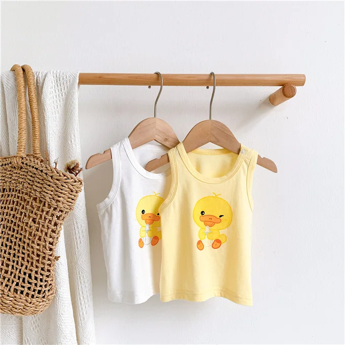 
one piece summer thin section 100% cotton infant knit vest for baby boys girls round neck vest outer wear 