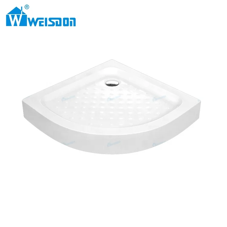Weisdon New Design Asian African Style Corner Drainer Shower Base Sector White Acrylic Shower Tray