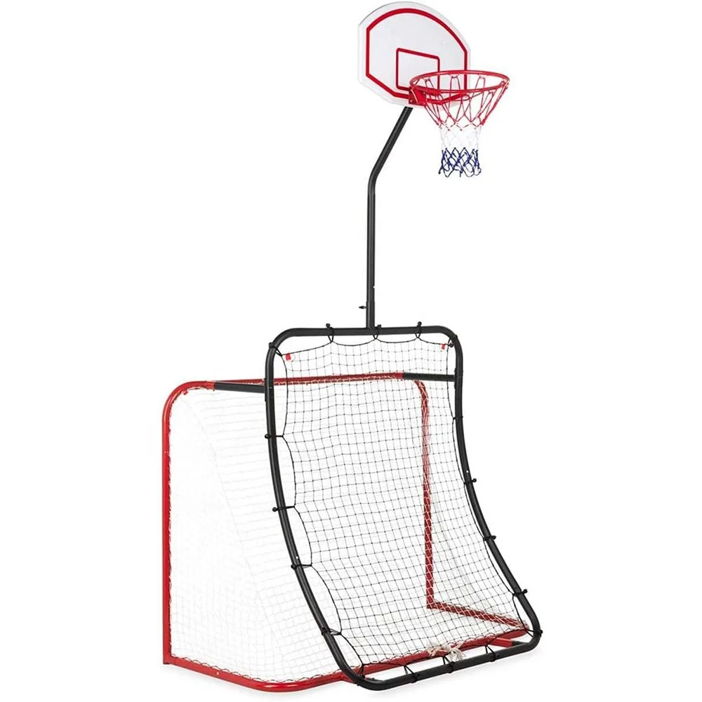 3-in-1 Sports Soccer Goal Net Basketball Hoop Stand Football Net and Baseball Rebounder Net