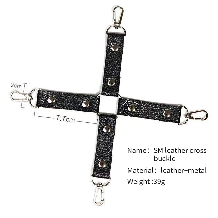 Leather Lint Bondage Metal Porn Handcuffs Backhand Restraint Hands And Feet Cross Buckle Sex Toys Sm Products