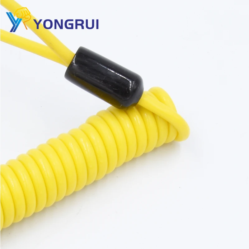 1m flexible stainless steel plastic coil lanyard transparent black PE coated 3mm High Quality lanyards