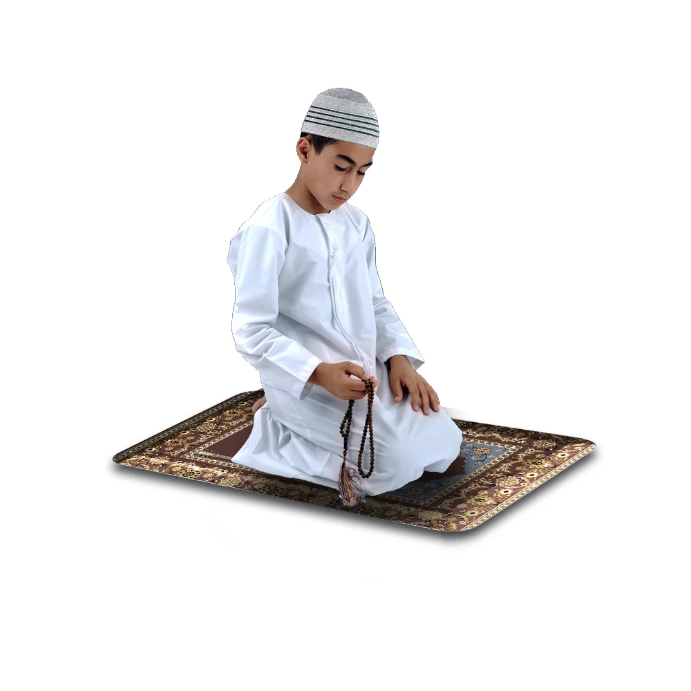 Mosque memory foam embossed Muslim prayer kneel mat rug