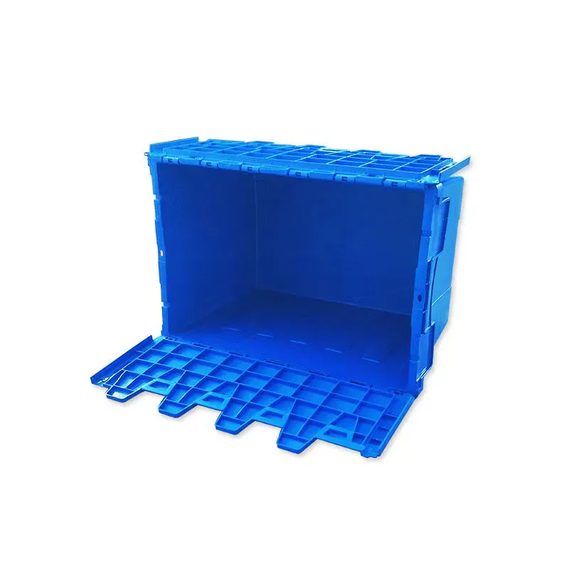 Stackable Nestable logistics box With Lid Flip supermarket medical fresh food turnover box Storage box Plastic Bin Tote Crate