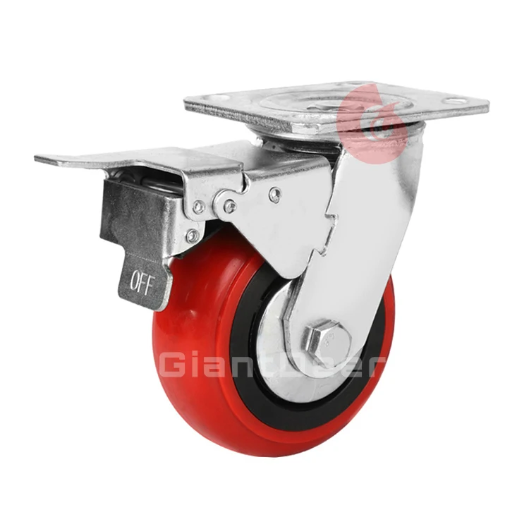 
Heavy Duty 100mm 125mm 150mm 200mm Swivel Korean Red PU Castor Wheel Casters 