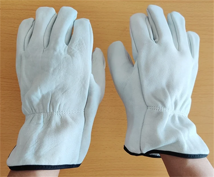 Wholesale Logo Custom Grain Goatskin Leather Driver Heavy Duty Truck Driving Warehouse Gardening Farm Work Gloves Welding Glove
