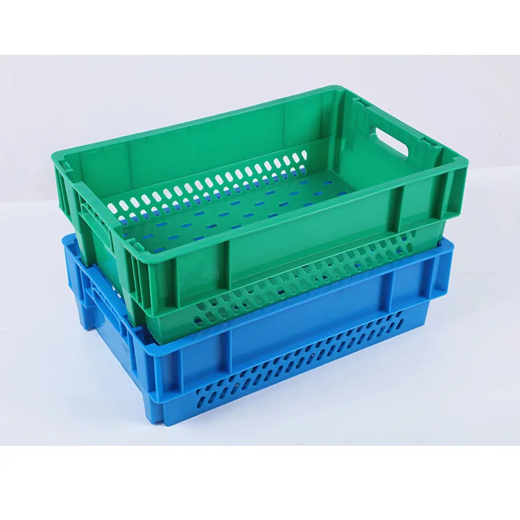 Blue Heavy Duty Vegetable Basket Plastic Crates Stackable and Nestable Moving Crate