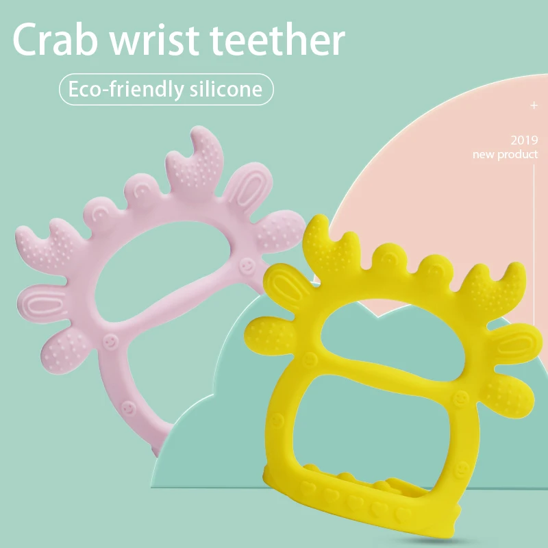 HAPBAY Cheaper Price Lovely Shape Crab Wrist Easy Handle Teether For Baby Teething