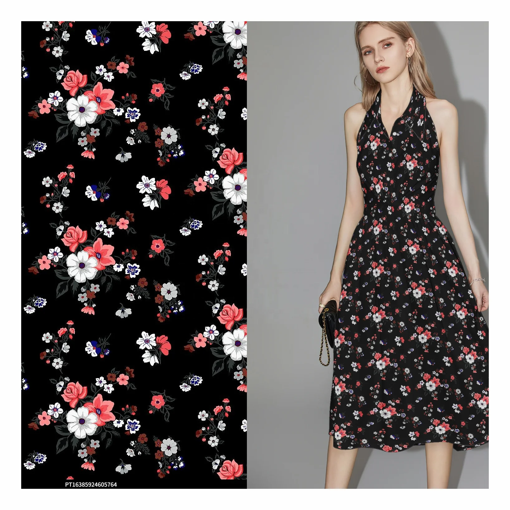 105-110gsm 45S Viscose poplin rayon challis floral print fabric soft 100 viscose rayon fabric viscose print fabric for dress