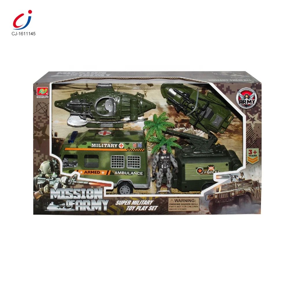 Chengji New product plastic model soldier truck boat mission military vehicles set toys