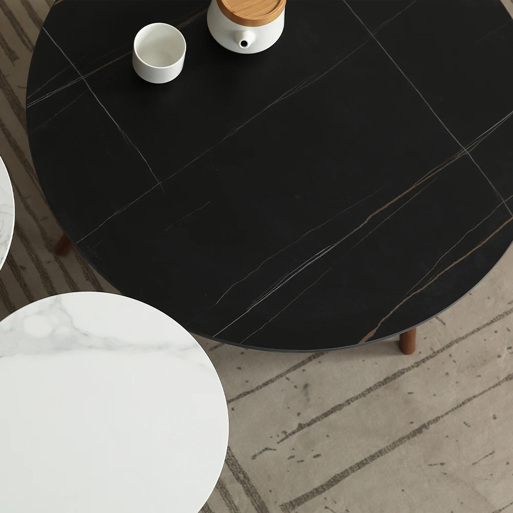 Living Room Furniture Design Luxury Big Coffee Tables and End Tables Round Coffee Side Table Fancy Hot Sell Oak New Modern