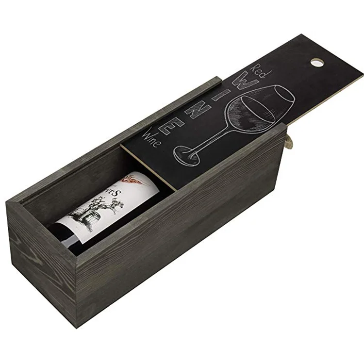 
Vintage grey wood chalkboard with rope handle exquisite wooden box wine 
