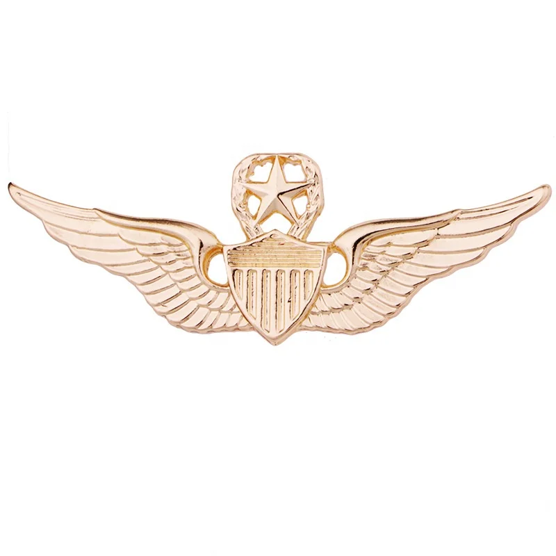 USA aviation gifts souvenir safty security gold sliver metal pilot wings badge eagle for suit