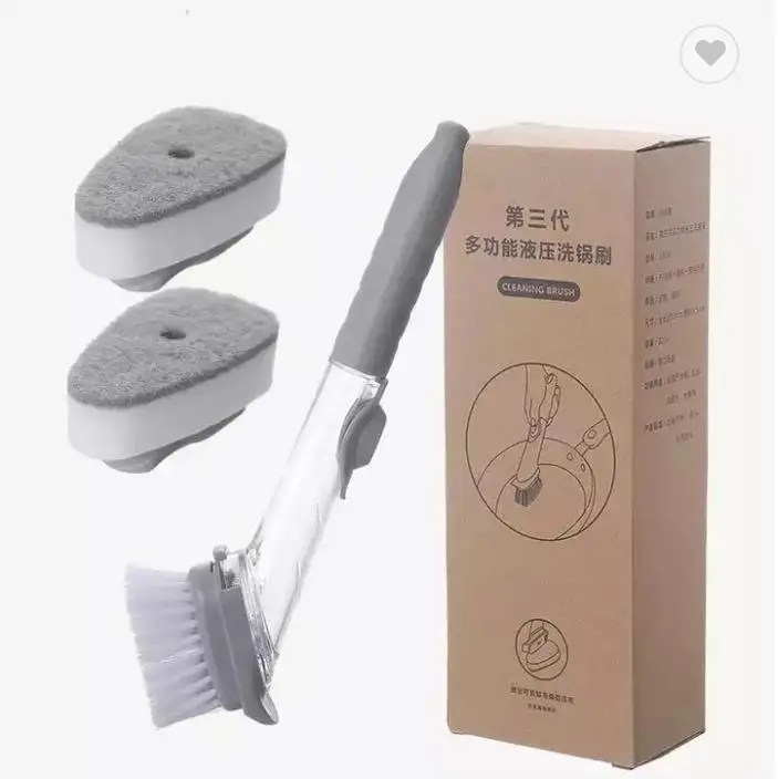 Kitchen cleaning tools Long handle dishwashing brush Liquid soap dispenser Cleaning agent dishwashing brush Sponge pot brush