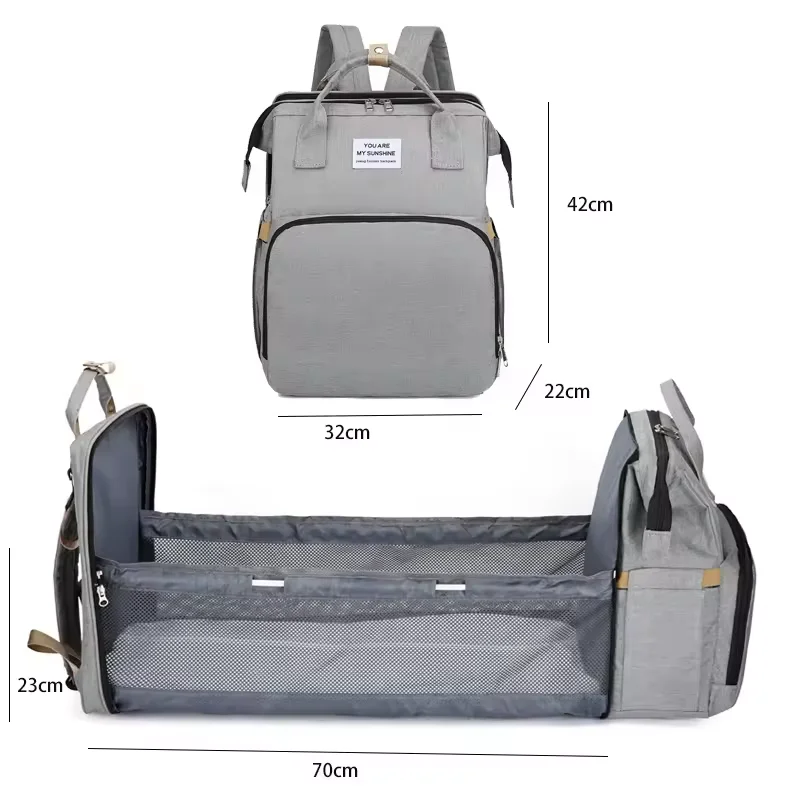 Waterproof Maternity custom  OEM large multi-functional Folding Lightweight Portable baby diaper bag backpack with changing bed