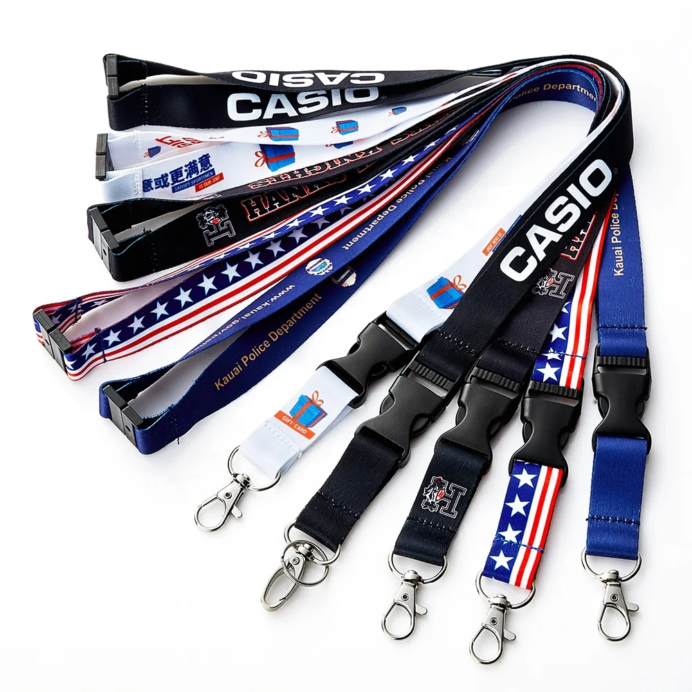 Polyester Sublimation Heat Transfer Printing Neck Keychain ID Card Badge Holder Custom Lanyard