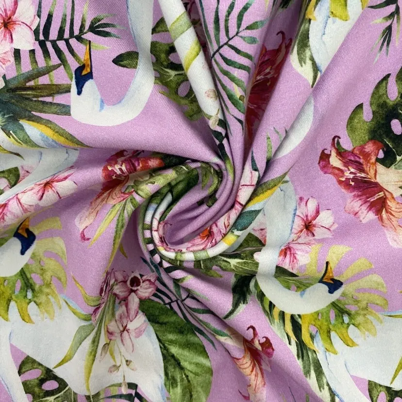 custom cotton lycra fabric digital printing 92 cotton spandex knitting fabric for girls dress