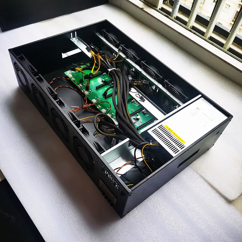 2022 NEW Collapsible GPU Case 65MM 8 Slots With DDR3 4G RAM 64gb ssd 2000w psu B75 B85 motherboard 8 fan Folding case