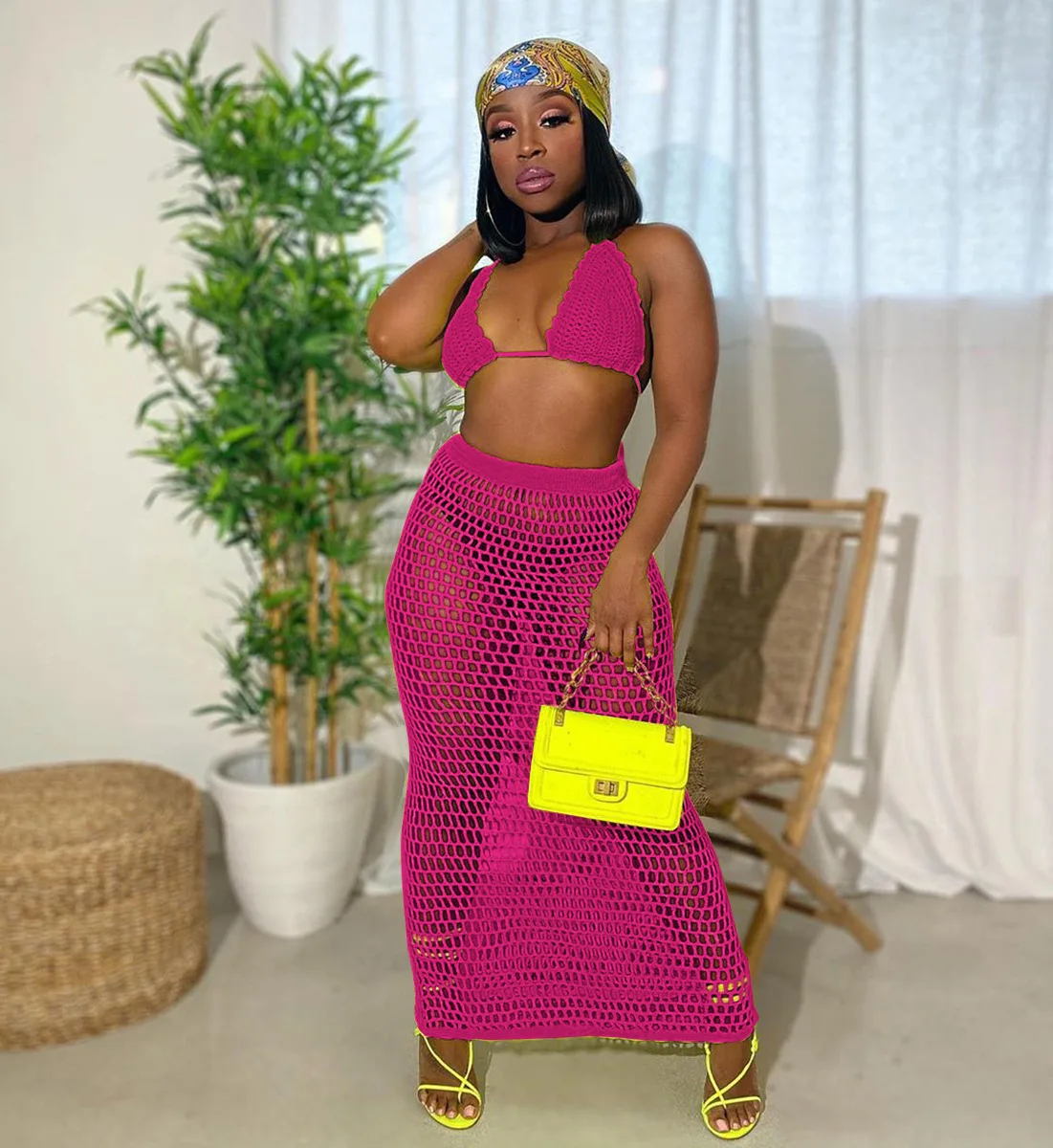 2021 sexy hollow out two pieces sexy beachwear plus size bodycon women mesh plus size swimsuit cover up
