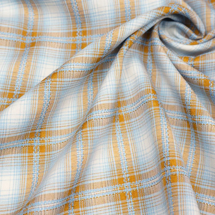 Comfortable 100% pure cotton men check shirt fabrics yarn dayed tartan fabric for night wear