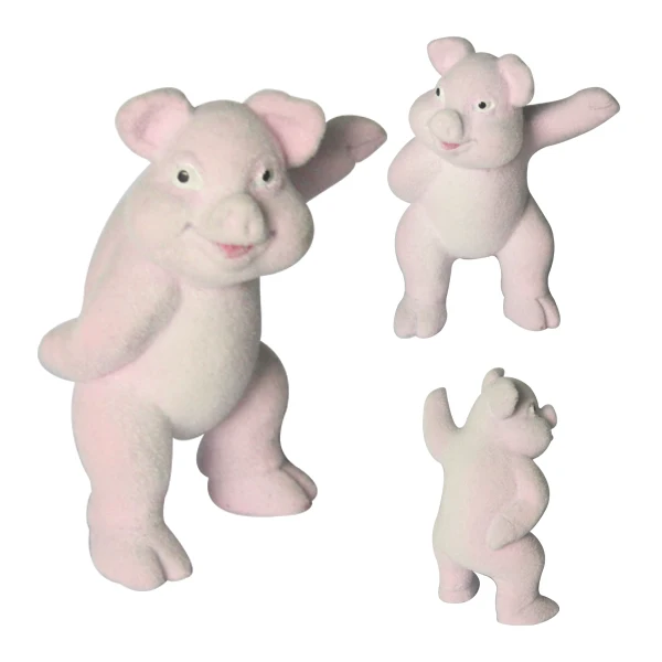 Novelty Design Vintage  Flocking Mimi Figure Cute Mini Pig shaped Cartoon Figures Children toys