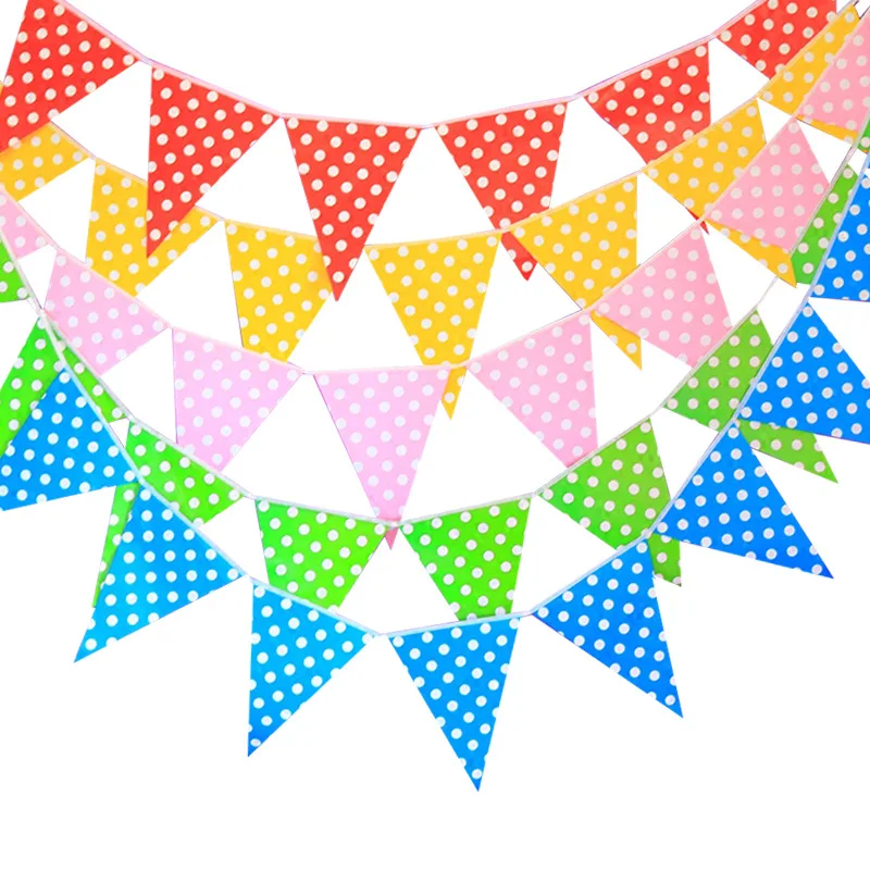 New party bunting banner supplies decorative baby shower banner color pennant festive atmosphere dot small bunting party hanging