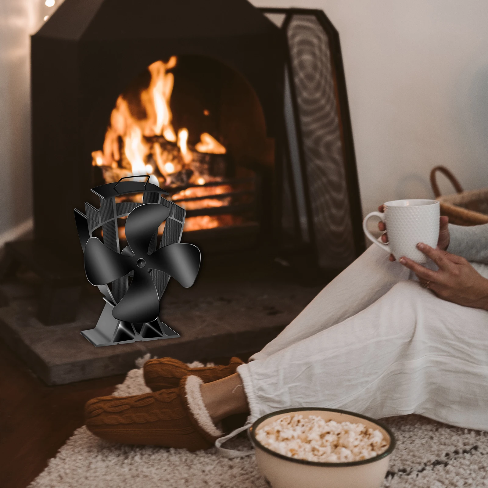 Non Electric Self powered High Speed Mini Heat Powered Wood Log Coal Pellet Stove Fan Fireplace Fan