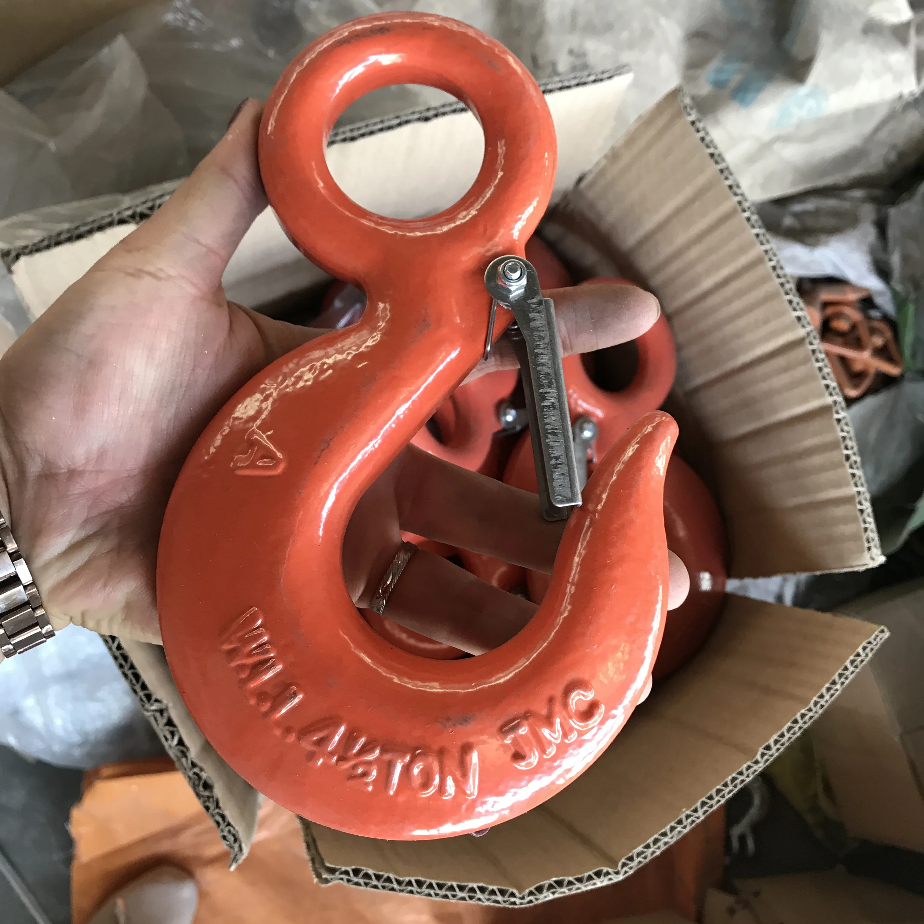 Forged Carbon Steel of 320A Us Type Eye Hoist Hook with Latch