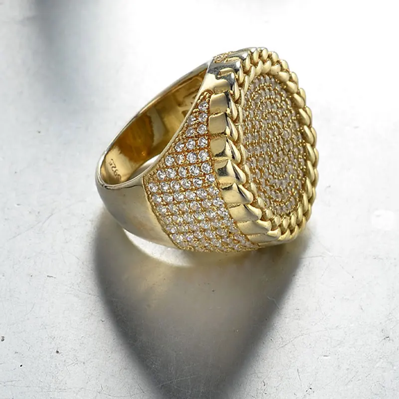 14K Gold HipHop Ring Micro Pave Ring New Style Custom Gold Jewelry Iced Out Diamond Mens Gangster Gold Rings
