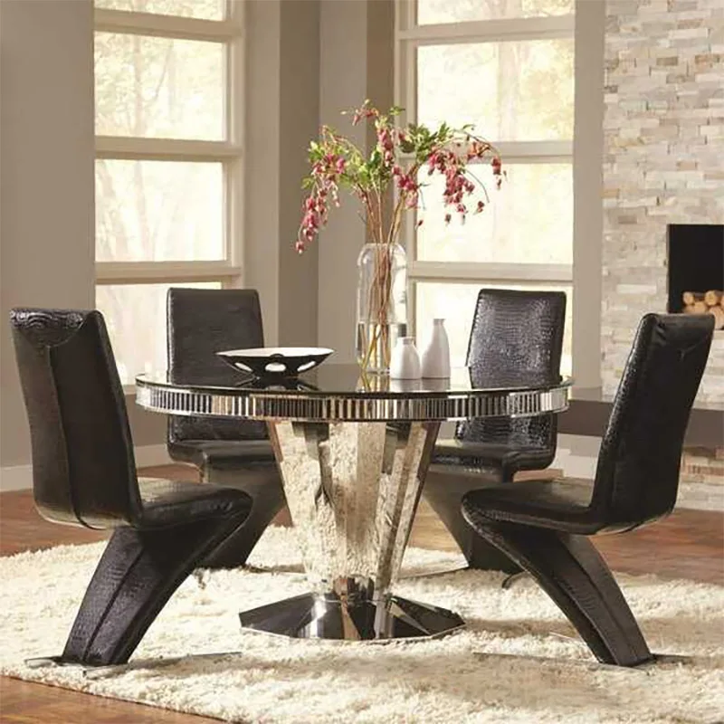 Luxury golden.marble round dining table round dinning table set of 6 8seater glass dinning room chairrose with gold  for wedding