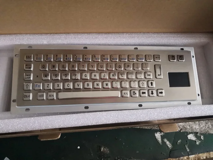 waterproof 65 keys industrial stainless steel metal mounted mechanical keyboard with trackball or touchpad or backlight
