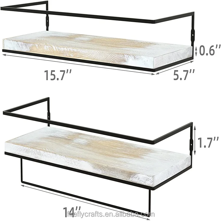 Wall Shelf Hanging Storage Furniture Metal Antique Industrial Vintage Rustic Solid Wood Mounted Wall Floating Shelves For Wall