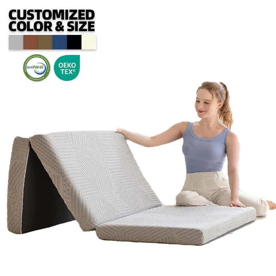 Custom memory foam folding mattress well making machine High Density Hypo-allergenic Memory Foam foldable Mattress