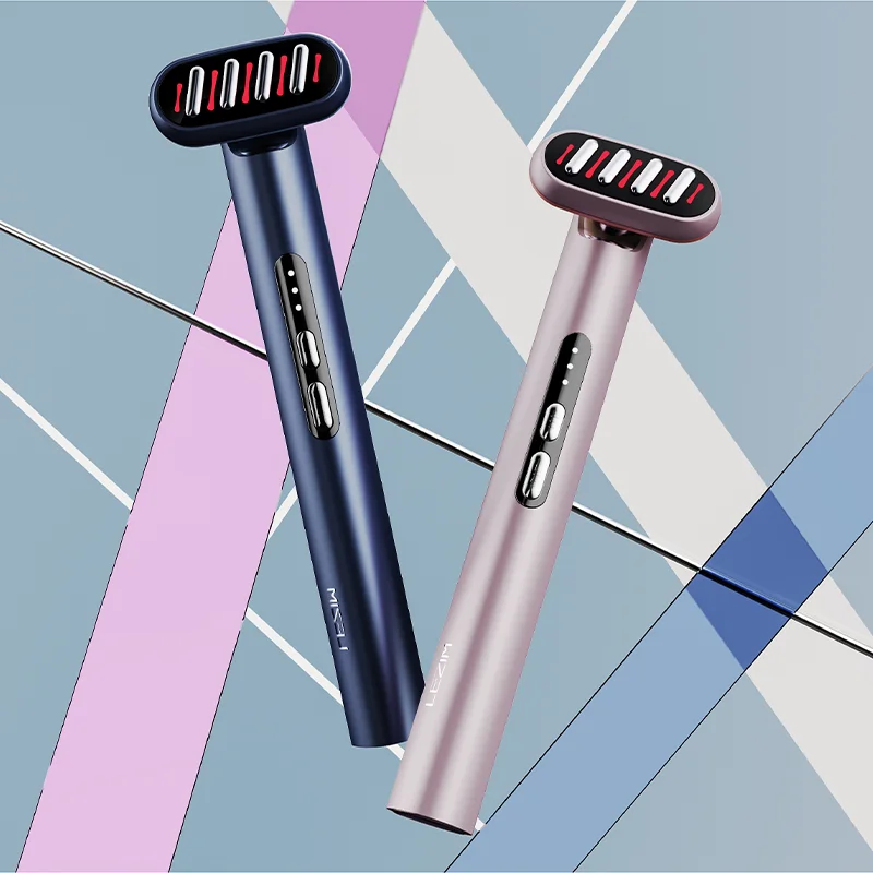 Hot sale 90 degree rotation head red LED light therapy EMS vibrating heating wrinkle removal face eye beauty wand